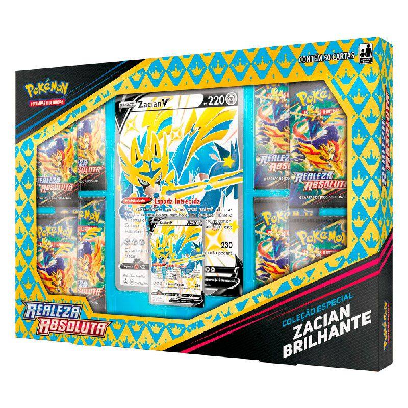 Box Pokémon Realeza Absoluta Coleção Especial Zacian Brilhante com